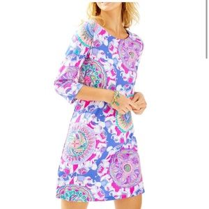 Lilly Pulitzer Bay Dress Play That Trunky Music Purple Elephant XS extra small